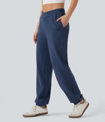 Lässige Crossover-Jogginghose aus Baumwolle mit mittelhohem Bund und Seitentasche