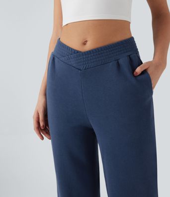 Lässige Crossover-Jogginghose aus Baumwolle mit mittelhohem Bund und Seitentasche