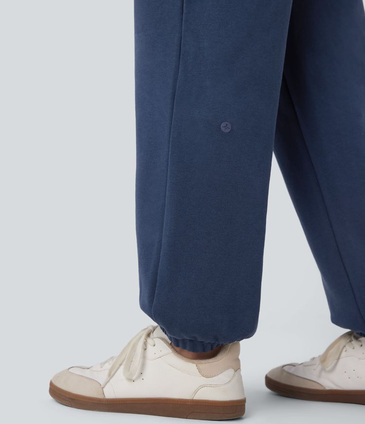 Lässige Crossover-Jogginghose aus Baumwolle mit mittelhohem Bund und Seitentasche