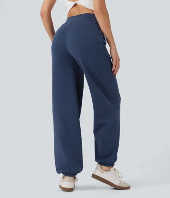 Lässige Crossover-Jogginghose aus Baumwolle mit mittelhohem Bund und Seitentasche