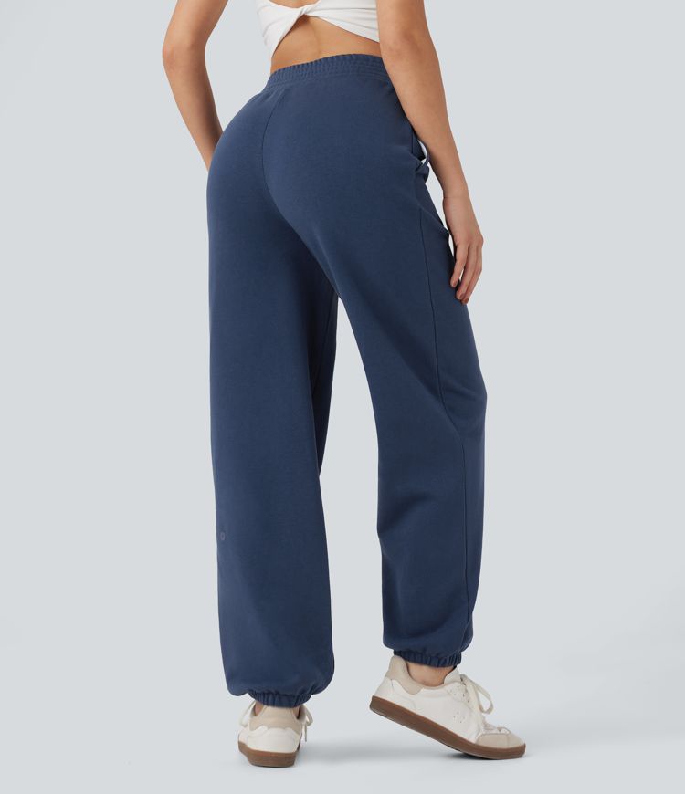 Lässige Crossover-Jogginghose aus Baumwolle mit mittelhohem Bund und Seitentasche