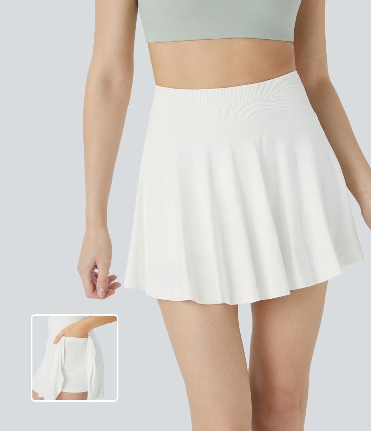 Seamless Flow High Waisted 2-in-1 Pocket Flare Mini Yoga Skirt