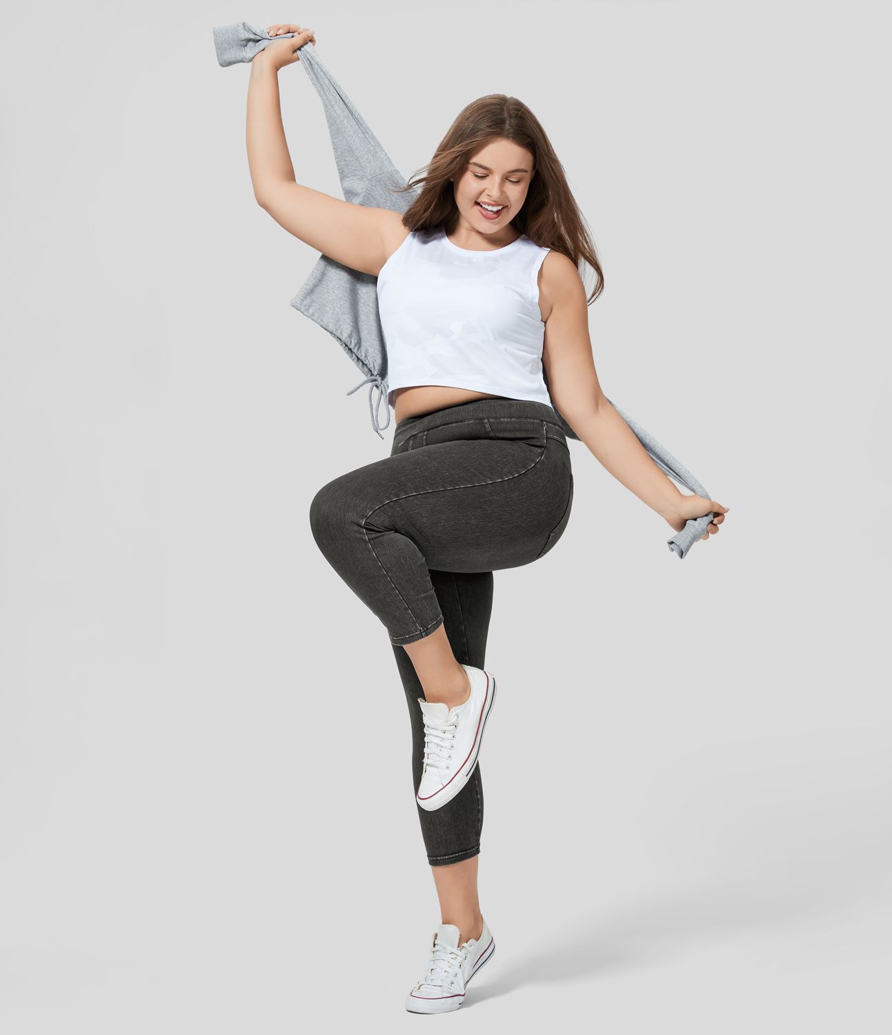 Halara Flex™ High Waisted Pocket Denim Capri Plus Size Casual Leggings