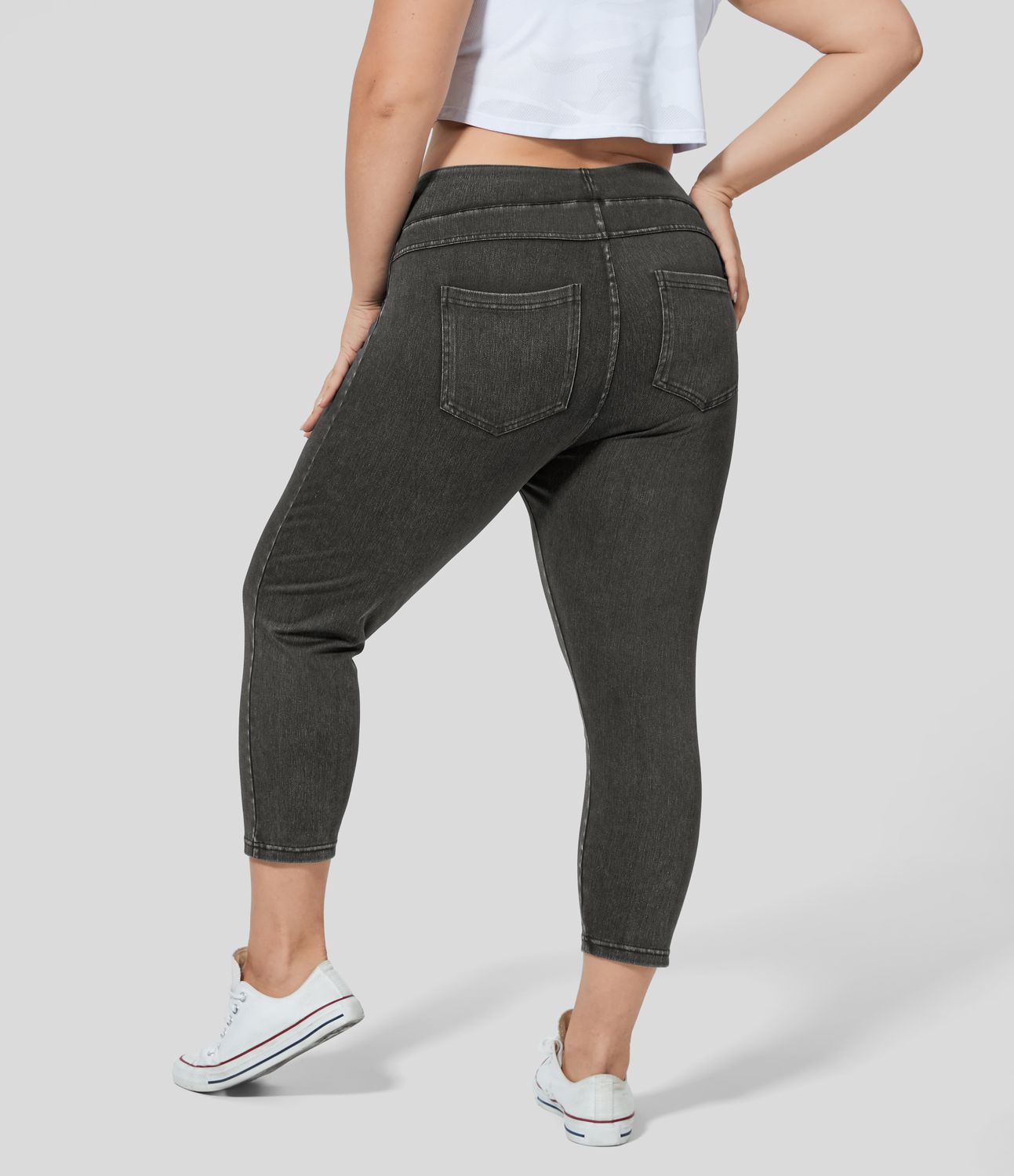 Halara Flex™ High Waisted Pocket Denim Capri Plus Size Casual Leggings