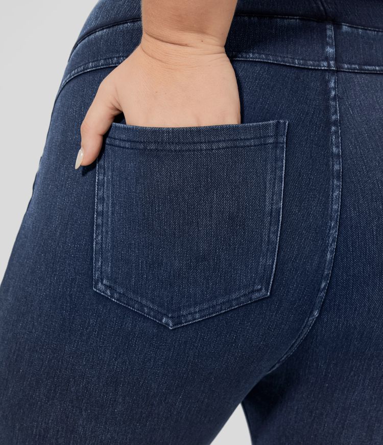 Leggings Capri Halara Flex™ Denim tiro alto bolsillo lateral trasero tejido elástico mezclilla talla grande