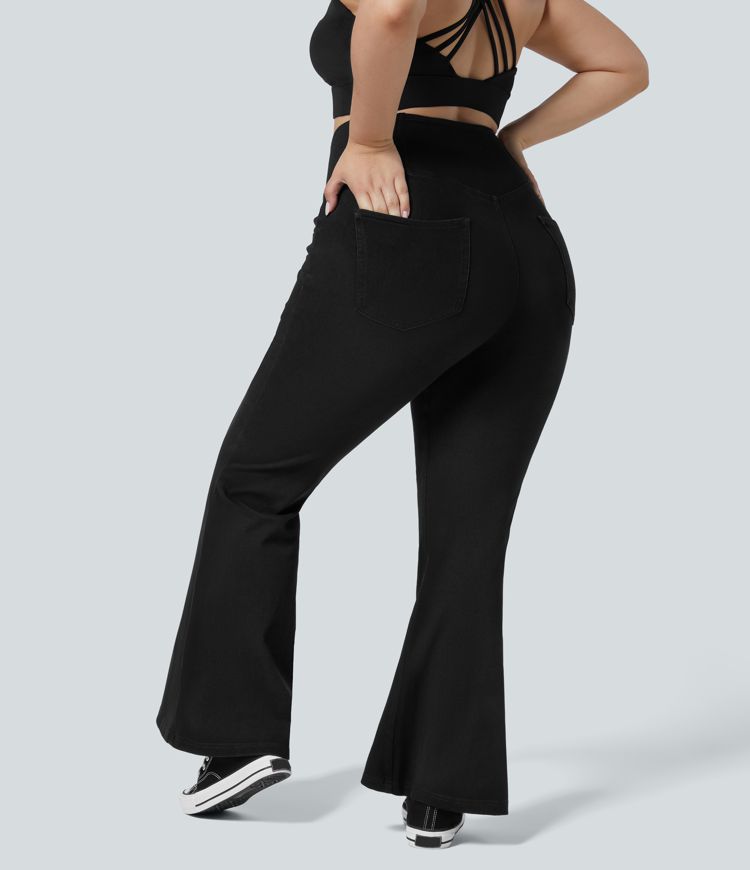 Halara Flex™ High Waisted Crossover Pocket Washed Women Casual Plus Size Denim Jeans