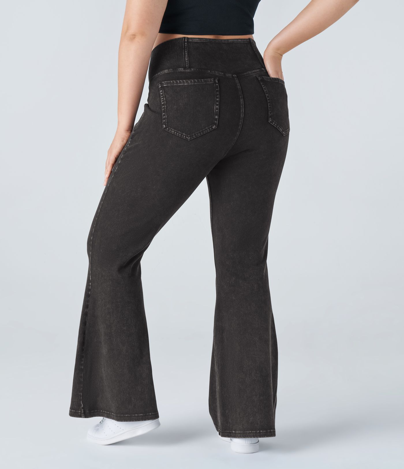 Halara Flex™ High Waisted Crossover Pocket Washed Casual Plus Size Jeans