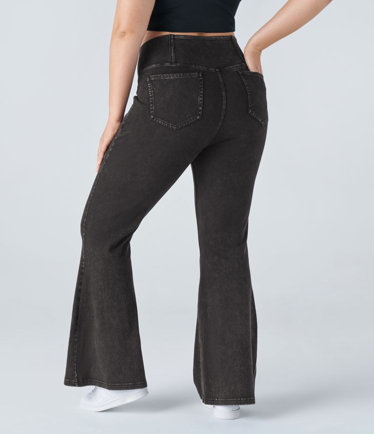 Halara Flex™ High Waisted Crossover Pocket Washed Casual Plus Size Jeans
