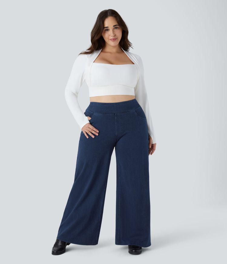 Halara Flex™ High Waisted Pockets Baggy Wide Leg Loose Casual Plus Size Jeans