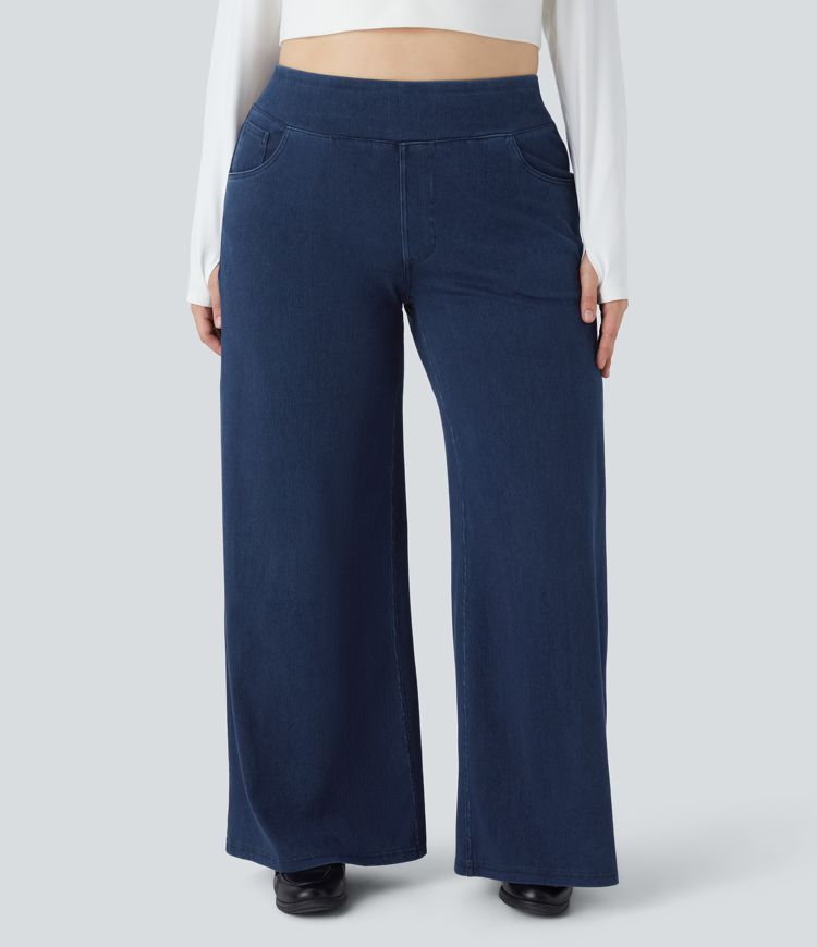 Halara Flex™ High Waisted Pockets Baggy Wide Leg Loose Casual Plus Size Jeans