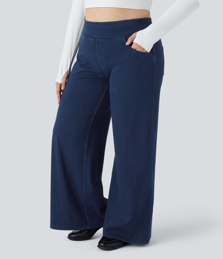 Halara Flex™ High Waisted Pockets Baggy Wide Leg Loose Casual Plus Size Jeans