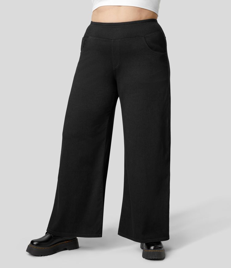 Halara Flex™ High Waisted Pockets Baggy Wide Leg Loose Casual Plus Size Jeans