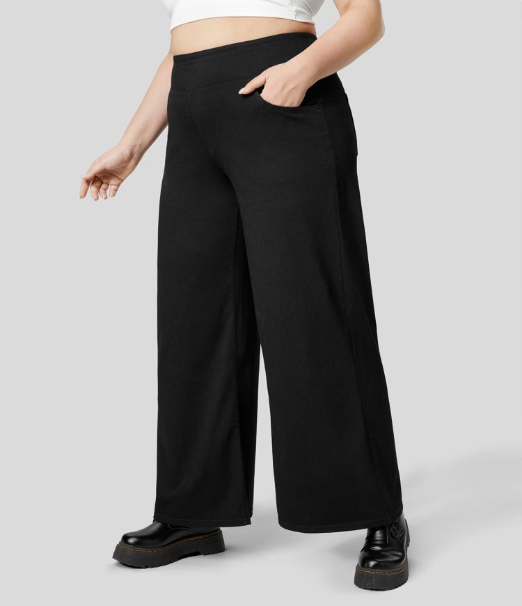 Halara Flex™ High Waisted Pockets Baggy Wide Leg Loose Casual Plus Size Jeans