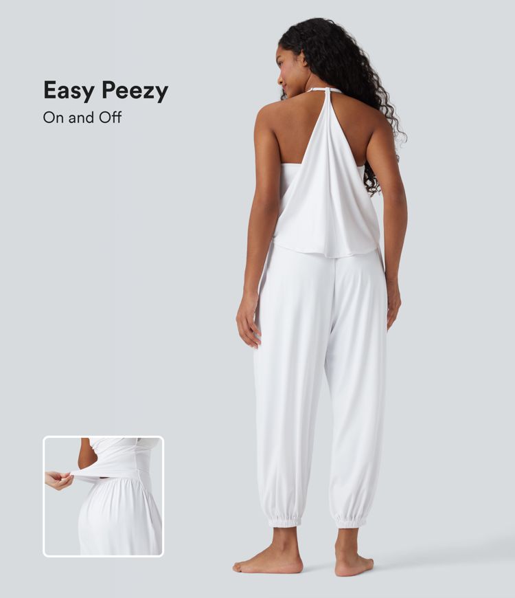 SoftlyZero™ Airy Halter Sleeveless Cool Touch Yoga Overalls with Pockets-Easy Peezy-UPF50+