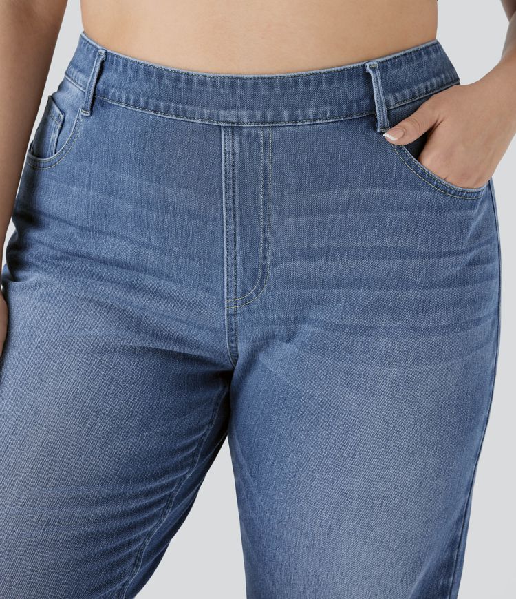Halara Flex™ High Waisted Pockets Straight Leg Washed Casual Plus Size Jeans