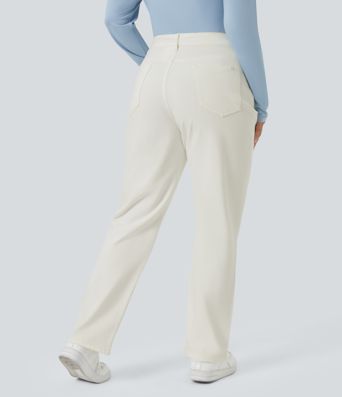 Halara Flex™ High Waisted Pockets Straight Leg Washed Women Casual Plus Size Denim Jeans