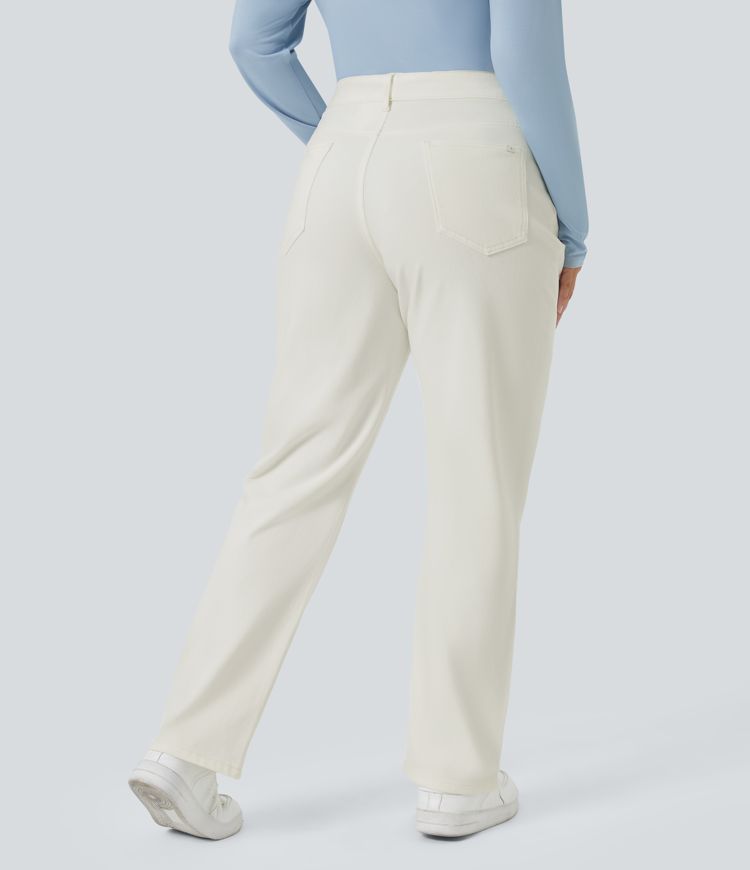 Halara Flex™ High Waisted Pockets Straight Leg Washed Women Casual Plus Size Denim Jeans