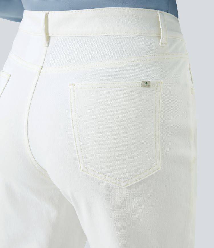 Halara Flex™ High Waisted Pockets Straight Leg Washed Women Casual Plus Size Denim Jeans