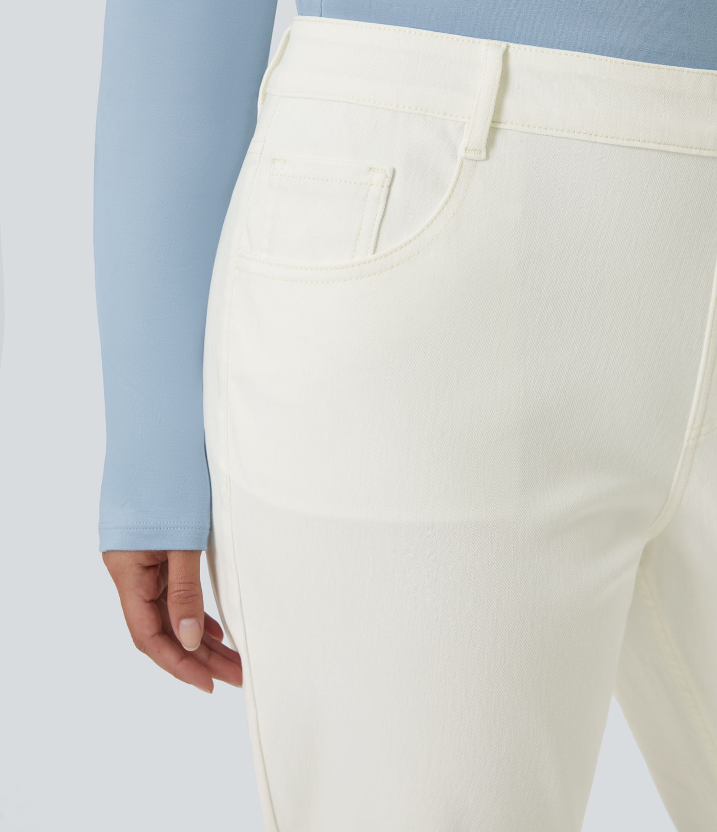 Halara Flex™ High Waisted Pockets Straight Leg Washed Women Casual Plus Size Denim Jeans