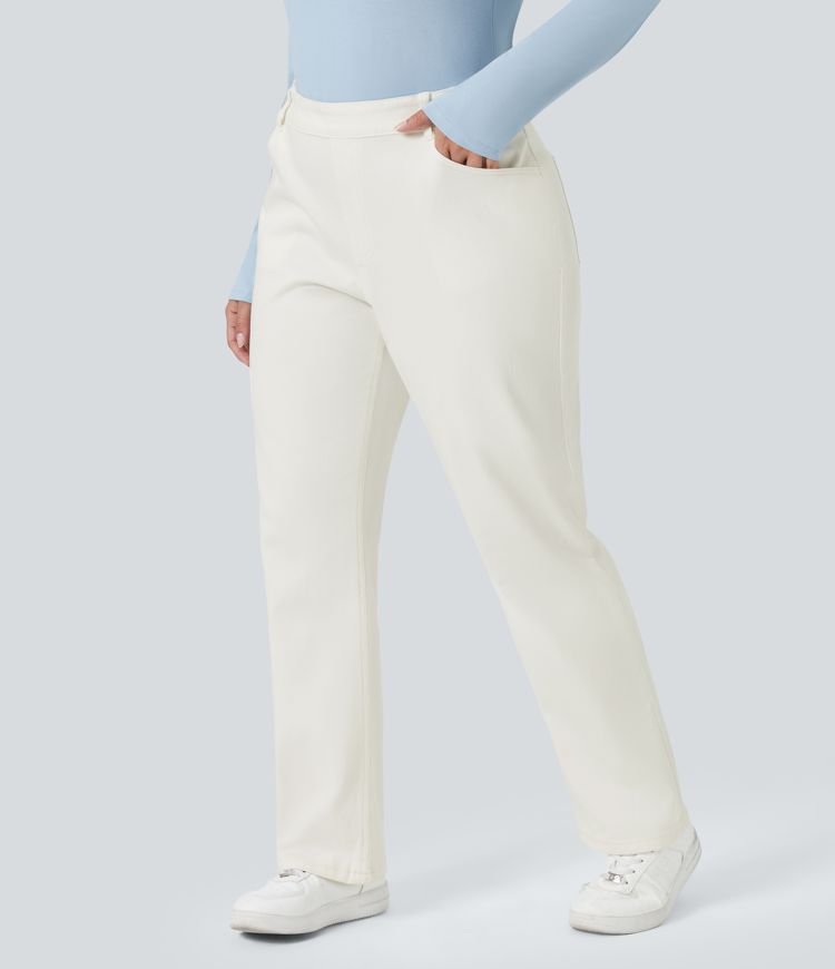 Halara Flex™ High Waisted Pockets Straight Leg Washed Women Casual Plus Size Denim Jeans