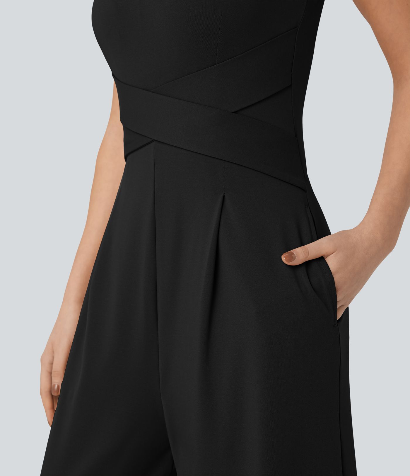 U Back Sleeveless Casual Jumpsuit with Pockets-Easy Peezy Edition