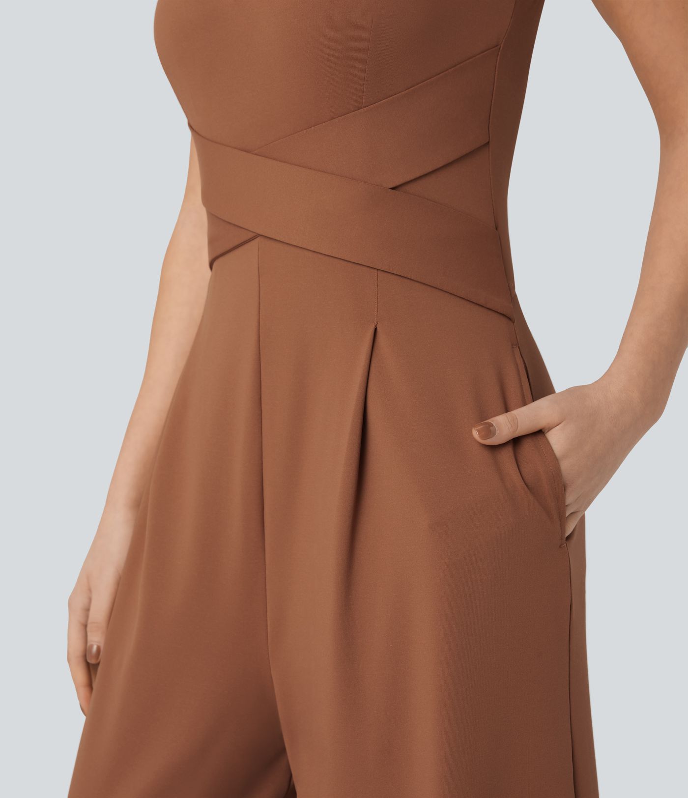 U Back Sleeveless Casual Jumpsuit with Pockets-Easy Peezy Edition