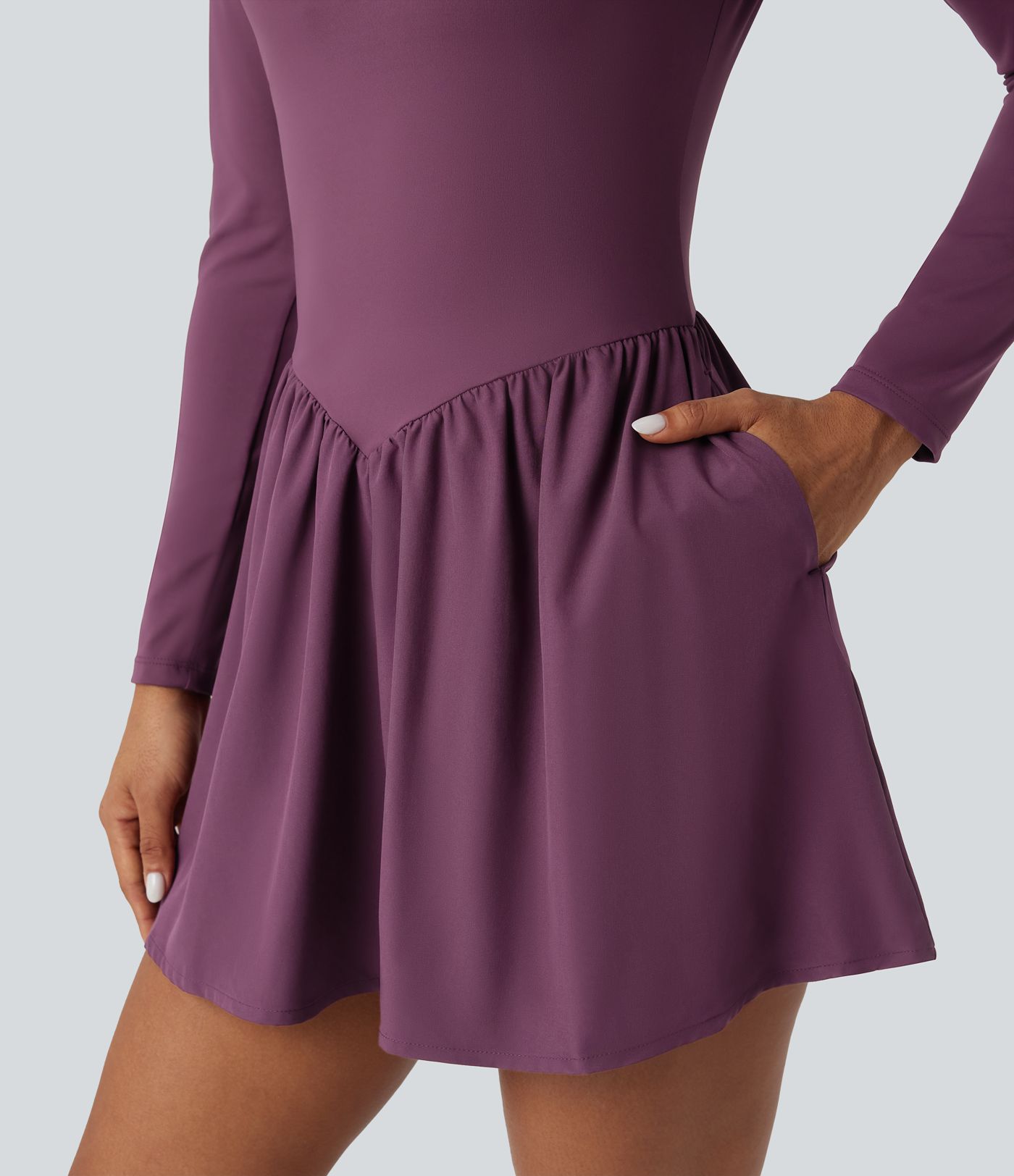 Robe mini casual Breezeful™ col carré manches longues séchage rapide avec poches