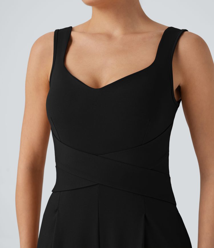 U Back Sleeveless Casual Jumpsuit with Pockets-Easy Peezy Edition