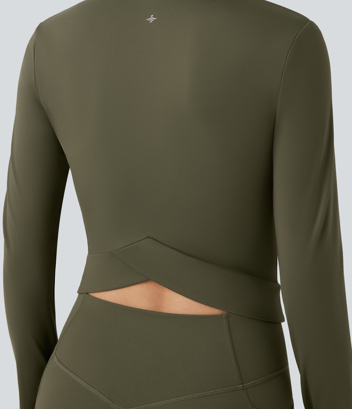 SoftlyZero™ Plush Stand Collar Long Sleeve Thumb Holes Crossover Back Yoga Jackets 