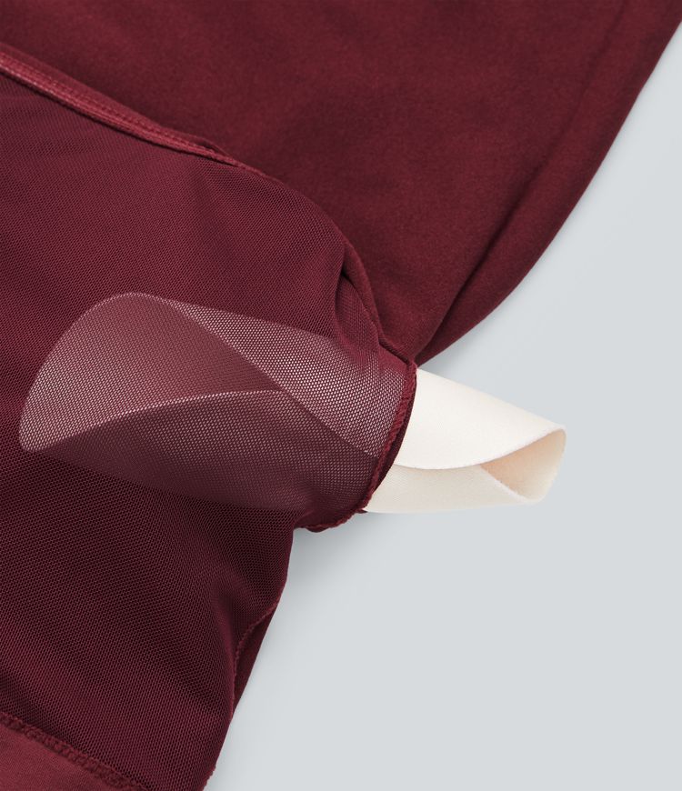 Top deportivo de yoga 2 en 1 de manga larga con cuello cuadrado y sin costuras