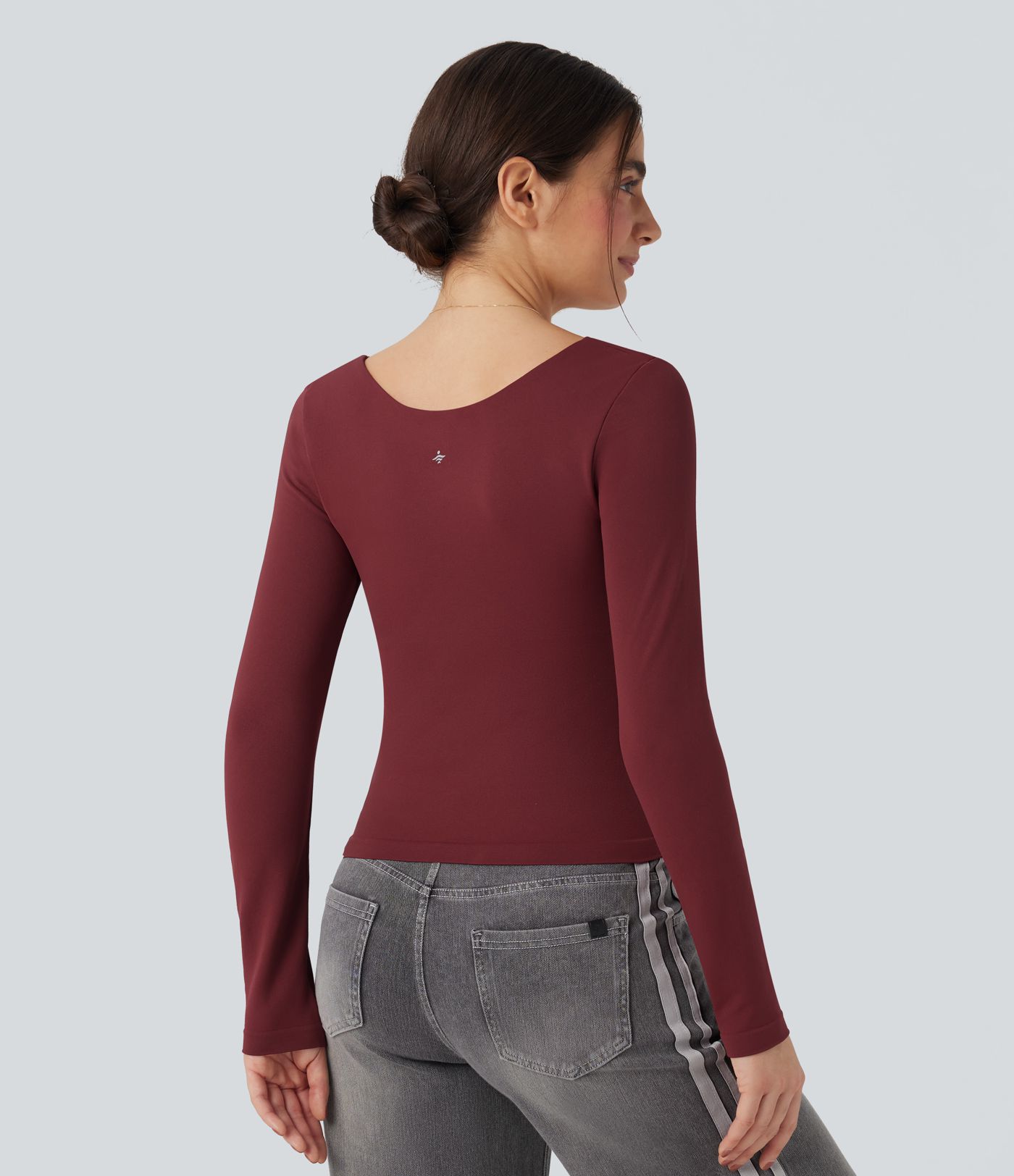 Haut de sport yoga 2-en-1 décolleté carré à manches longues sans couture OneForm Seamless Flow