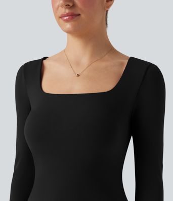 OneForm Seamless Flow Square Neck Long Sleeve 2-in-1 Yoga Sports Top