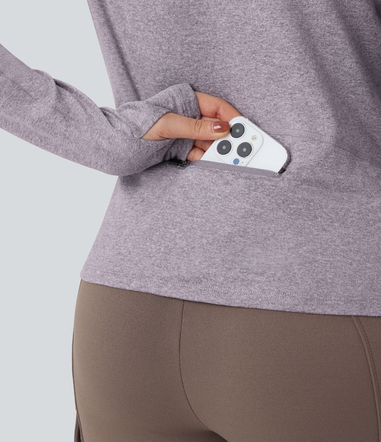 Sudadera deportiva para senderismo con capucha de manga larga con cordón ajustable agujero para el pulgar y bolsillo