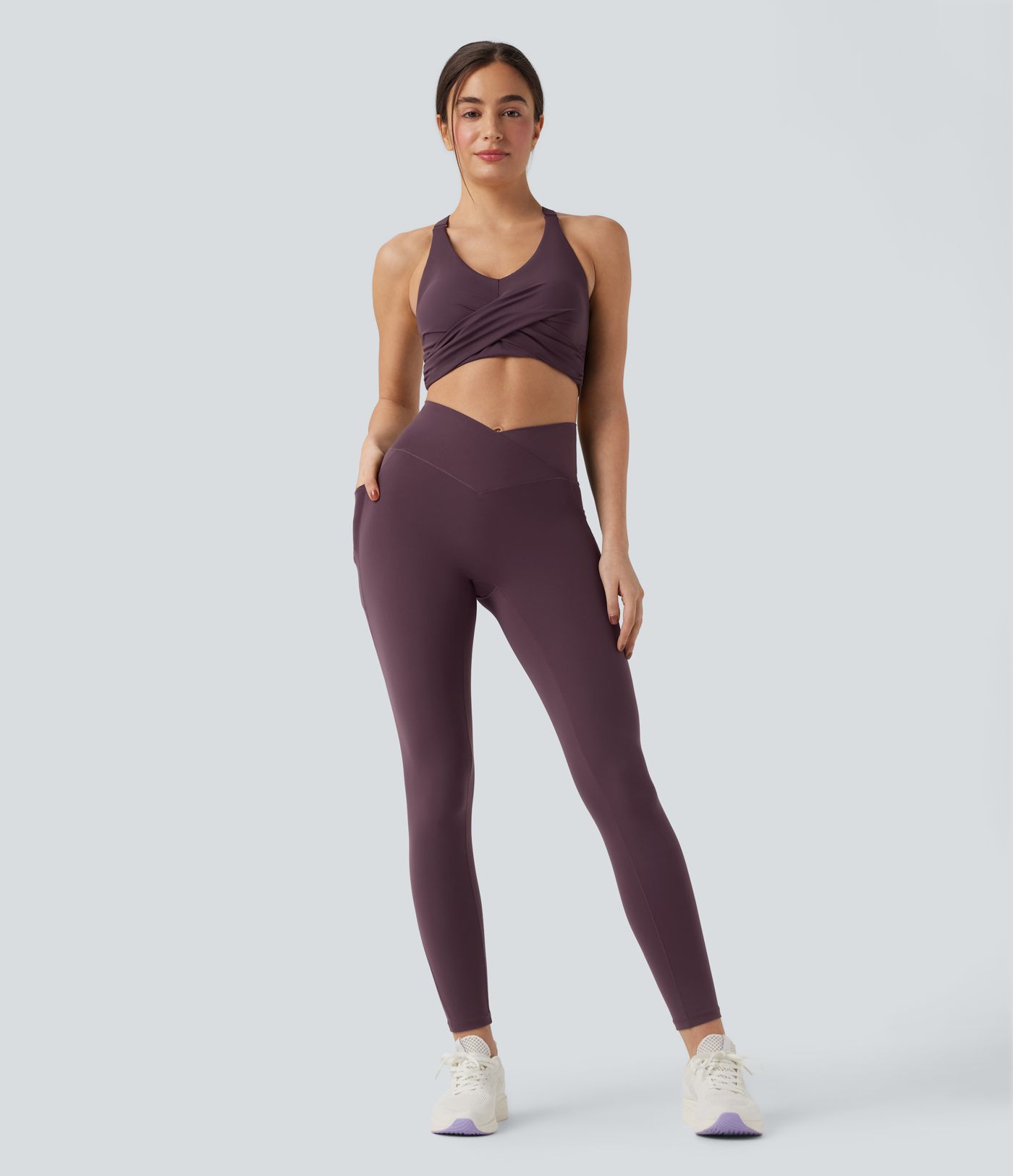 SoftlyZero™ Medium Support Deep V-neck Crisscross Back Adjustable Straps Training Sports Bra