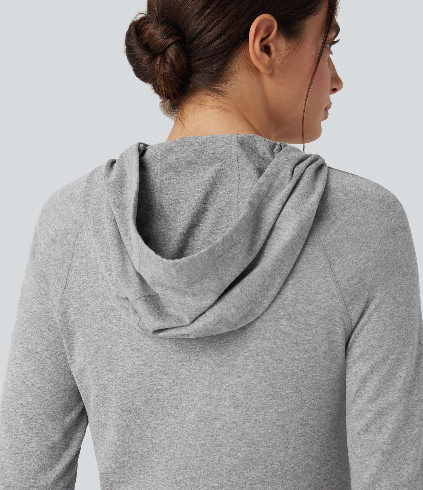 Sudadera deportiva para senderismo con capucha de manga larga con cordón ajustable agujero para el pulgar y bolsillo