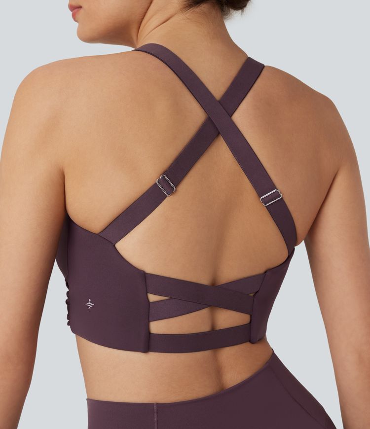 Brassière de sport SoftlyZero™ décolleté V profond dos croisé bretelles ajustables