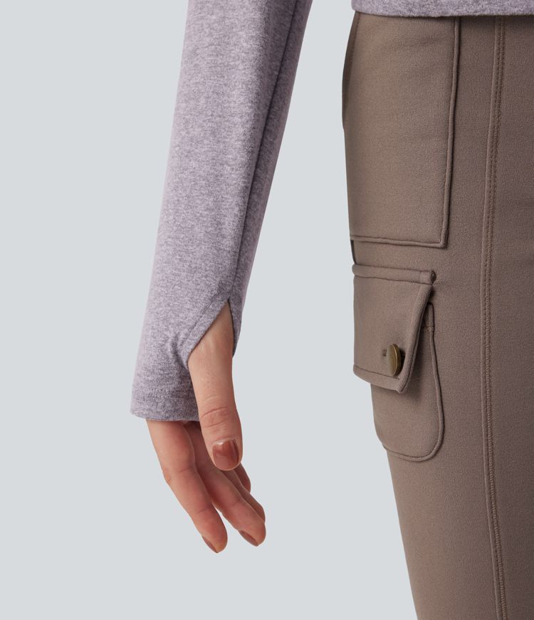 Sudadera deportiva para senderismo con capucha de manga larga con cordón ajustable agujero para el pulgar y bolsillo