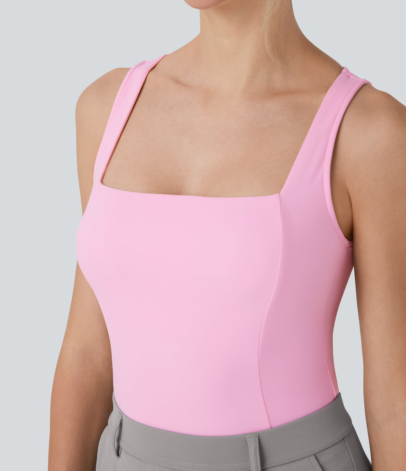 SoftlyZero™ Airy Square Neck Skinny Sleeveless Work Bodysuit