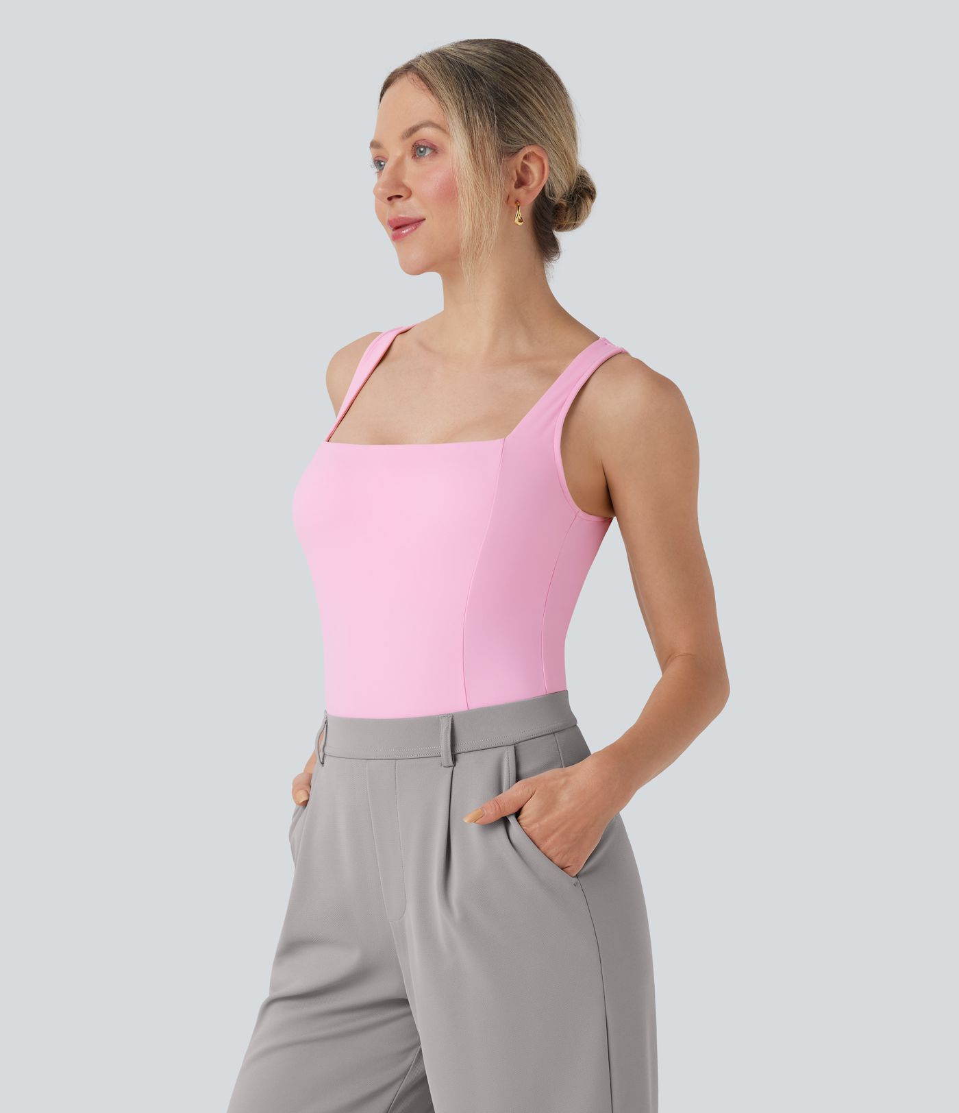 SoftlyZero™ Airy Square Neck Skinny Sleeveless Work Bodysuit