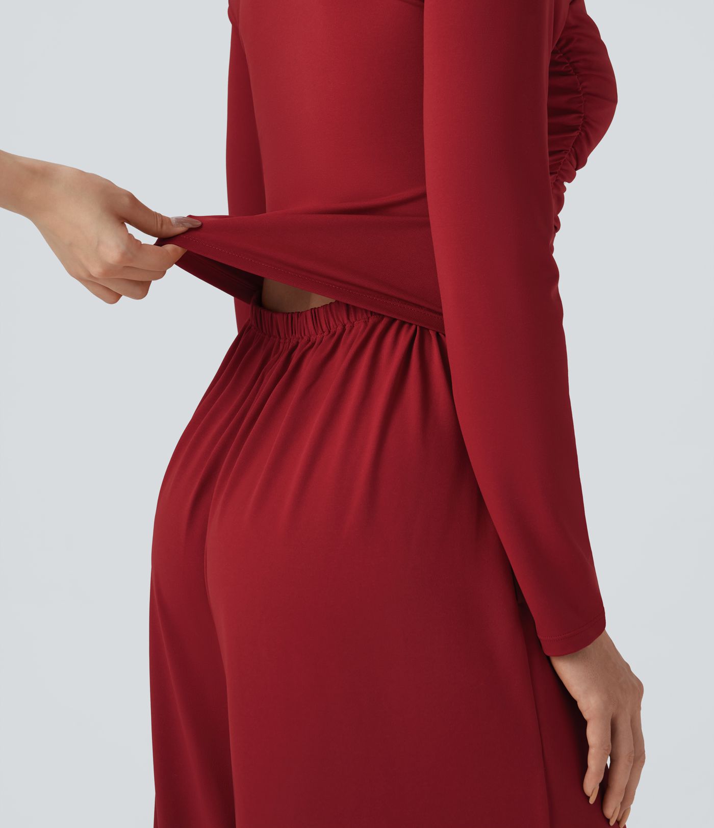 Combinaison décontractée froncée décolleté cœur manches longues avec poches - Édition Easy Peasy