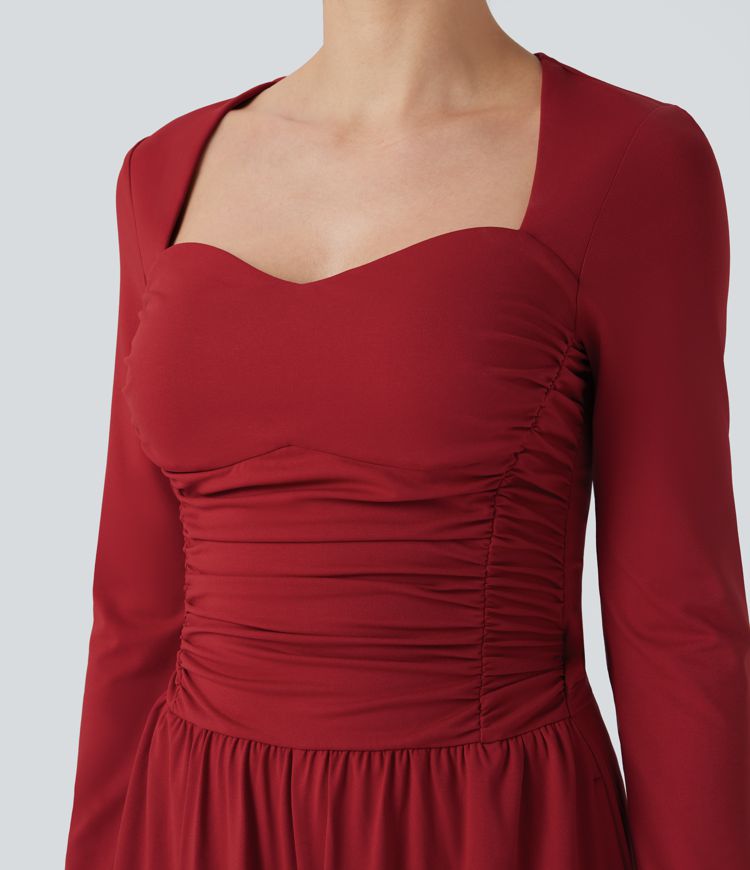 Combinaison décontractée froncée décolleté cœur manches longues avec poches - Édition Easy Peasy