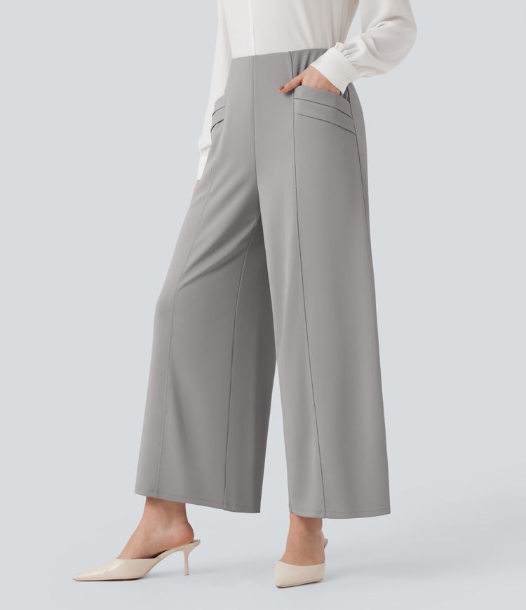 Halara Flex™ High Waisted Wide Leg Crepe Work 7/8 Pants with Pockets