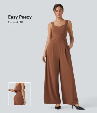 U Back Sleeveless Casual Jumpsuit with Pockets-Easy Peezy Edition