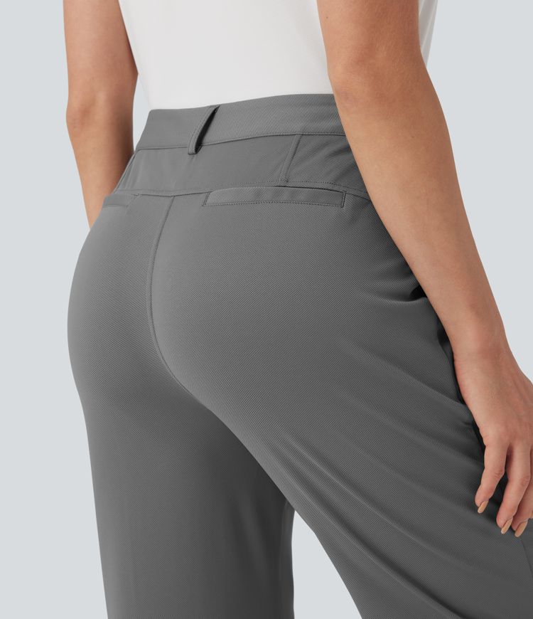 High Waisted Quick Dry Straight Leg Golf Pants-Golf Tee Pockets-UPF40+
