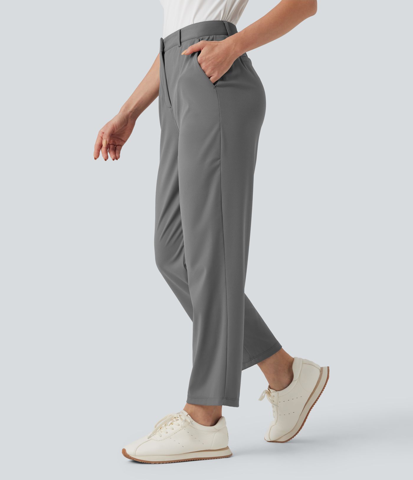 High Waisted Quick Dry Straight Leg Golf Pants-Golf Tee Pockets-UPF40+