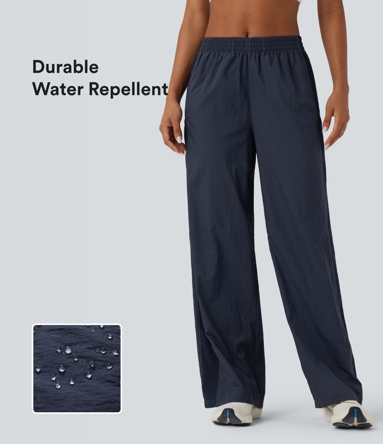 Durable Water Repellent Mid Rise Straight Leg Contrast Mesh Tennis Pants with Pockets