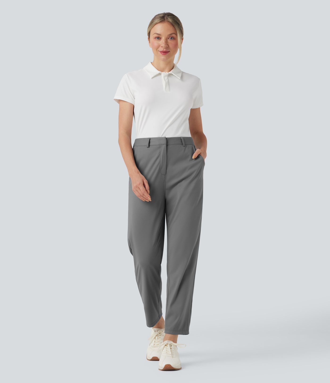 High Waisted Quick Dry Straight Leg Golf Pants-Golf Tee Pockets-UPF40+