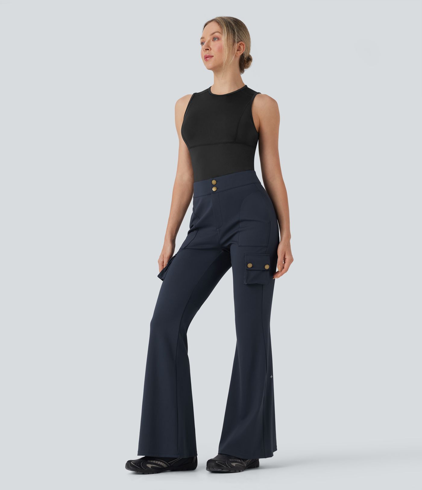 DayStretch High Waisted Cargo Flare Hiking Pants with Pockets