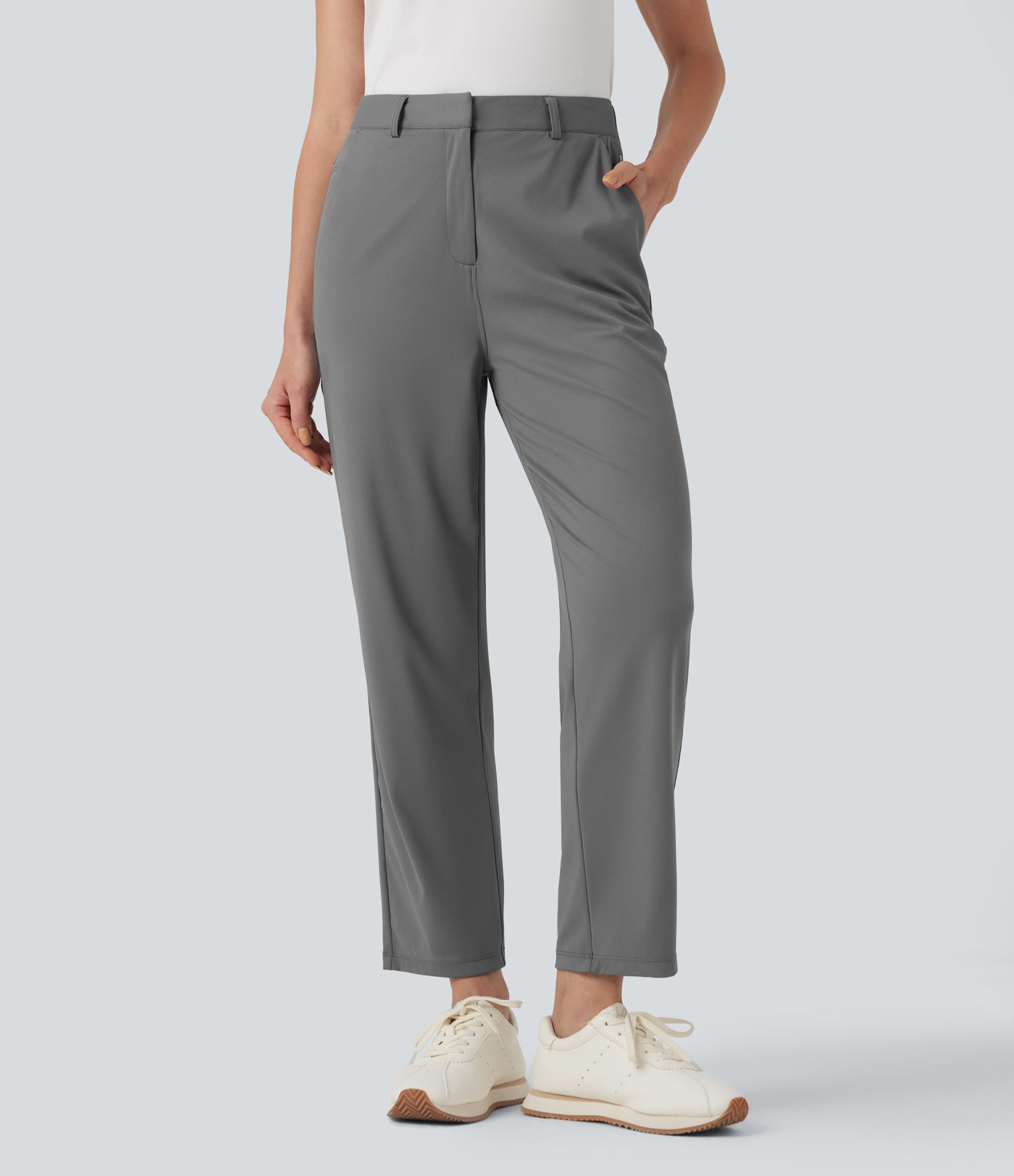 High Waisted Quick Dry Straight Leg Golf Pants-Golf Tee Pockets-UPF40+