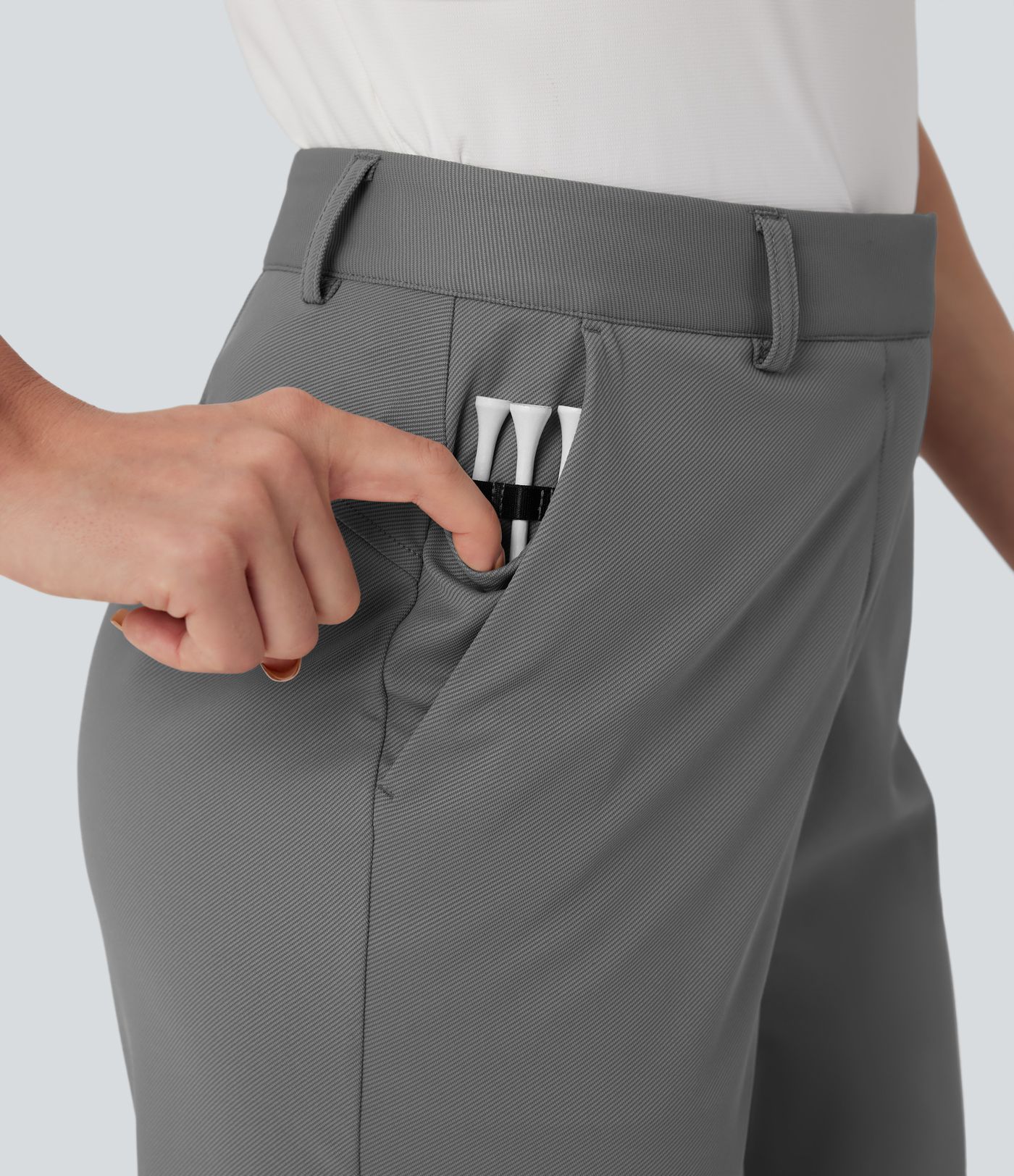 High Waisted Quick Dry Straight Leg Golf Pants-Golf Tee Pockets-UPF40+